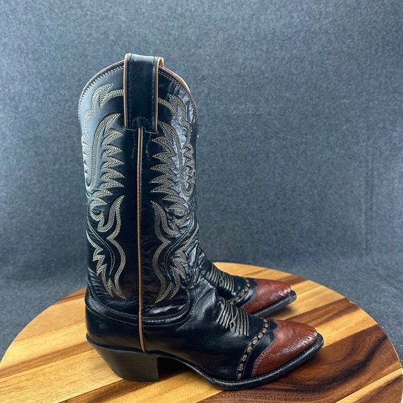 Justin Shoes - Justin Western Collectors Boots #L4930 Women 4.5B Black Lizard Toe Buckstitch